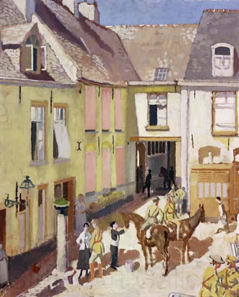 Sir William Orpen The Courtyard,Hotel Sauvage,Cassel,Nord Norge oil painting art